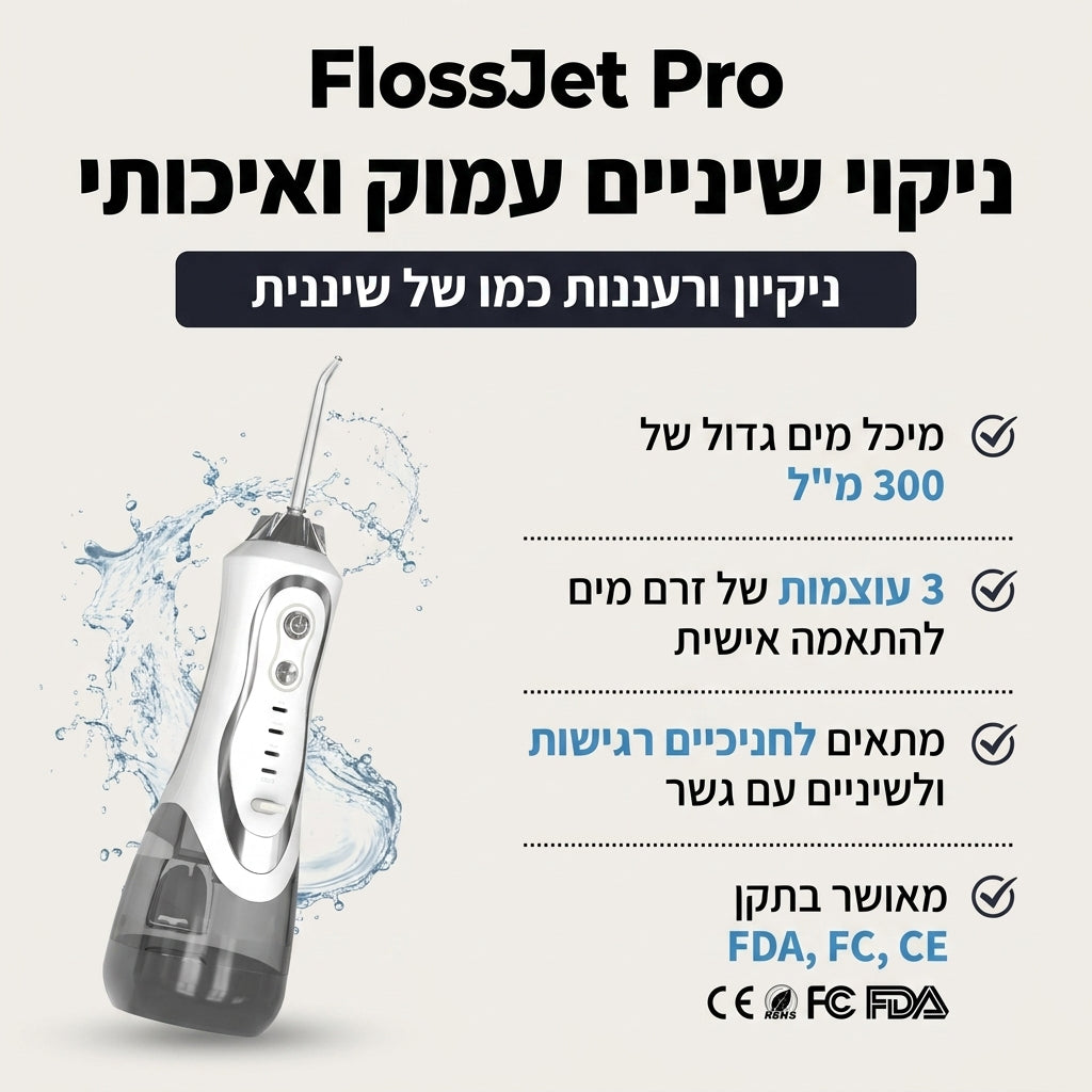 FlossJet Pro – ניקוי שיניים עמוק שמחזיר לך תחושת רעננות וביטחון בכל חיוך